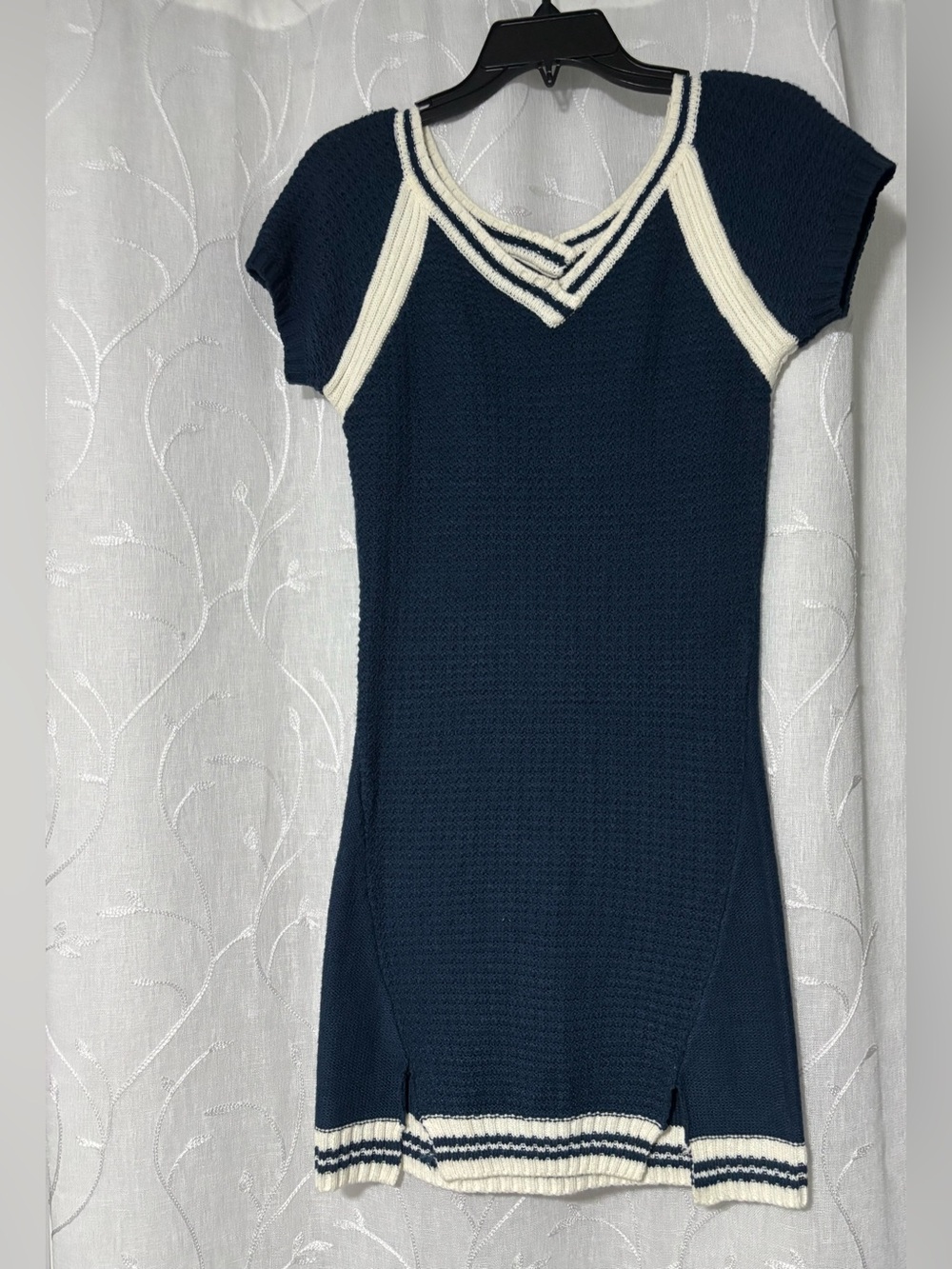 Navy and Cream Knit Dress